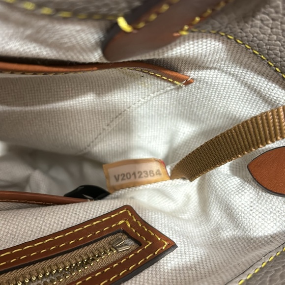 Dooney and Burke Barlow Bag. Taupe with brown trim. Very good condition. - Picture 7 of 16